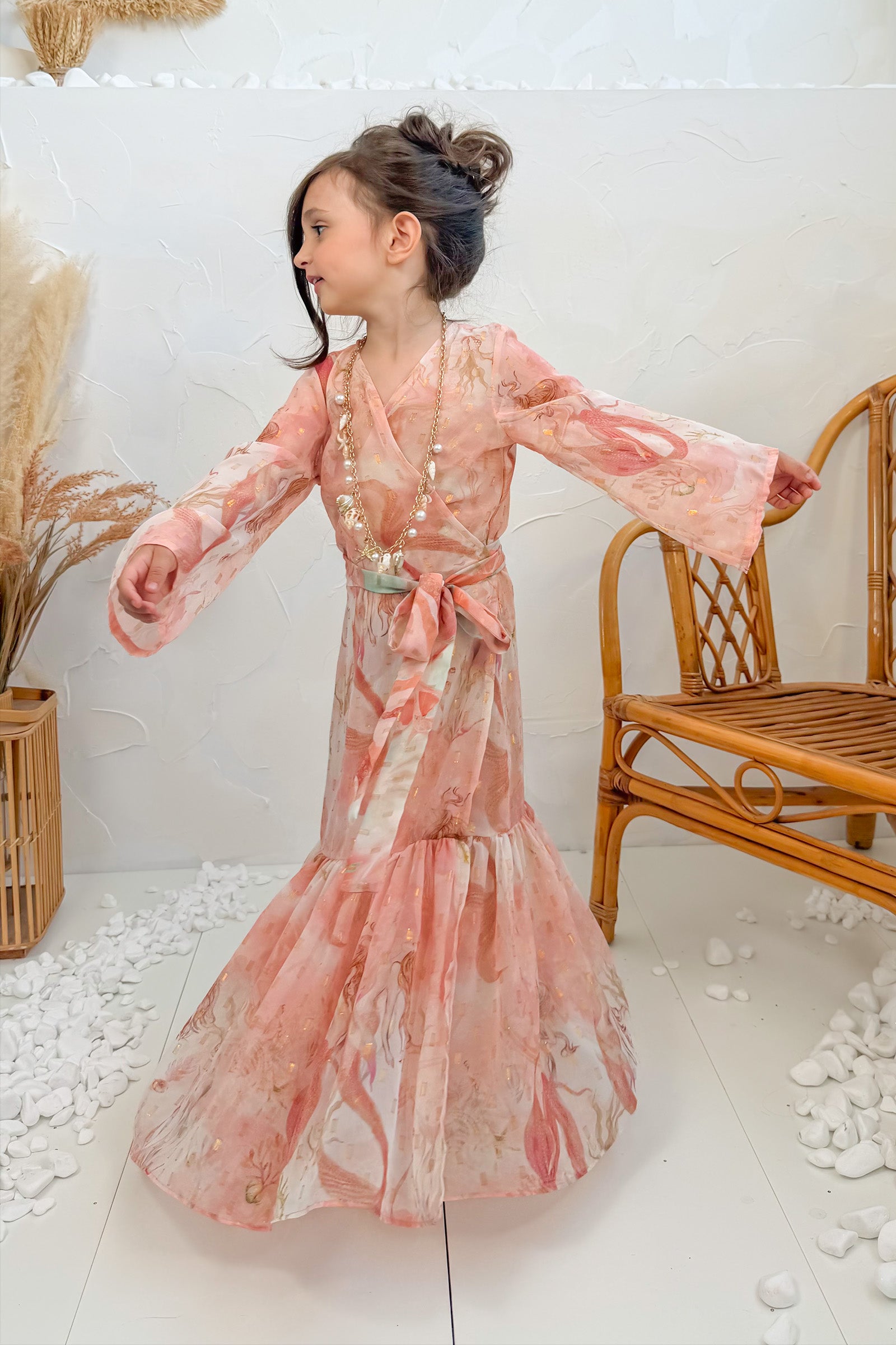 Nerissa Pink Kids Kimono