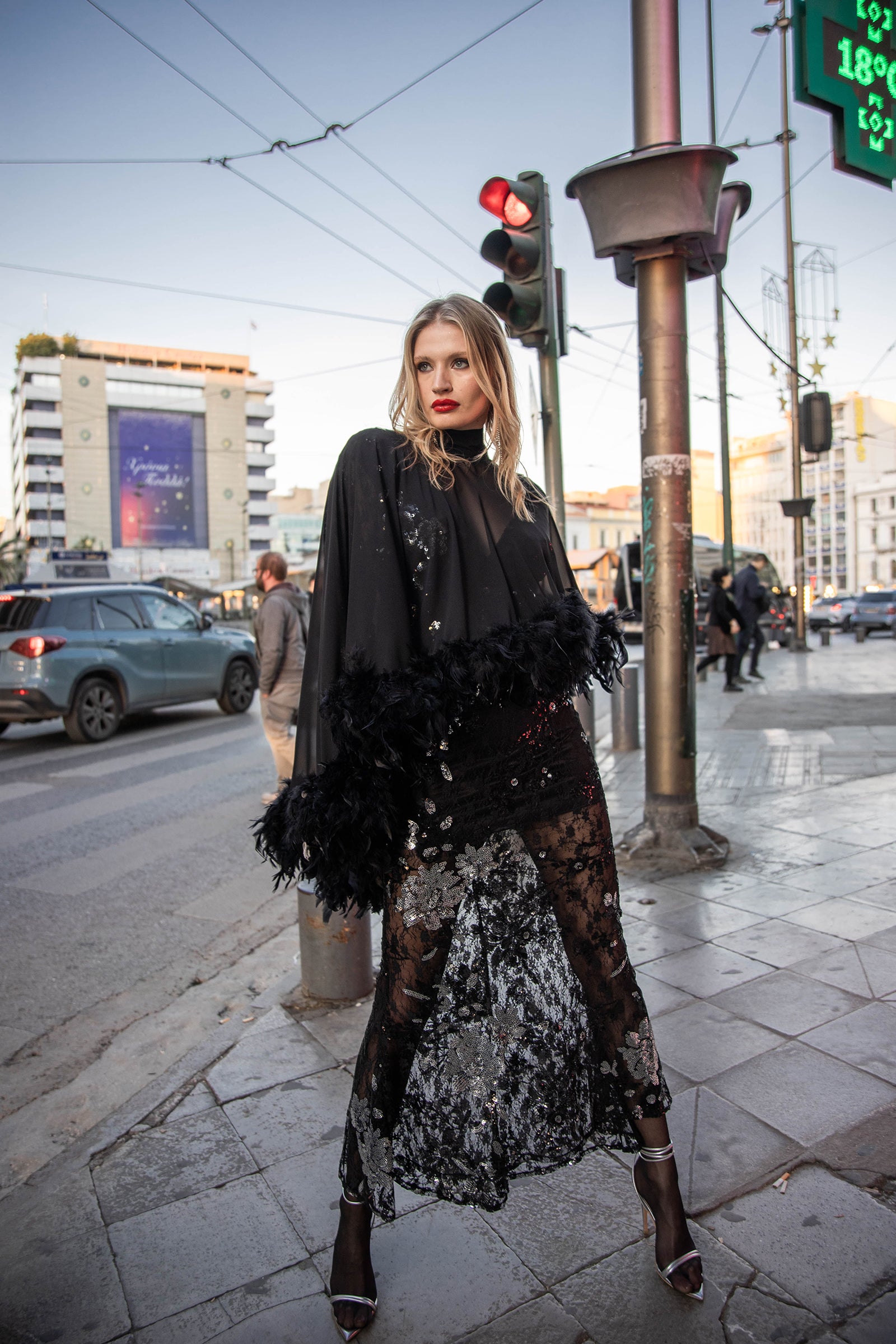 Black Feather Sheer Cape