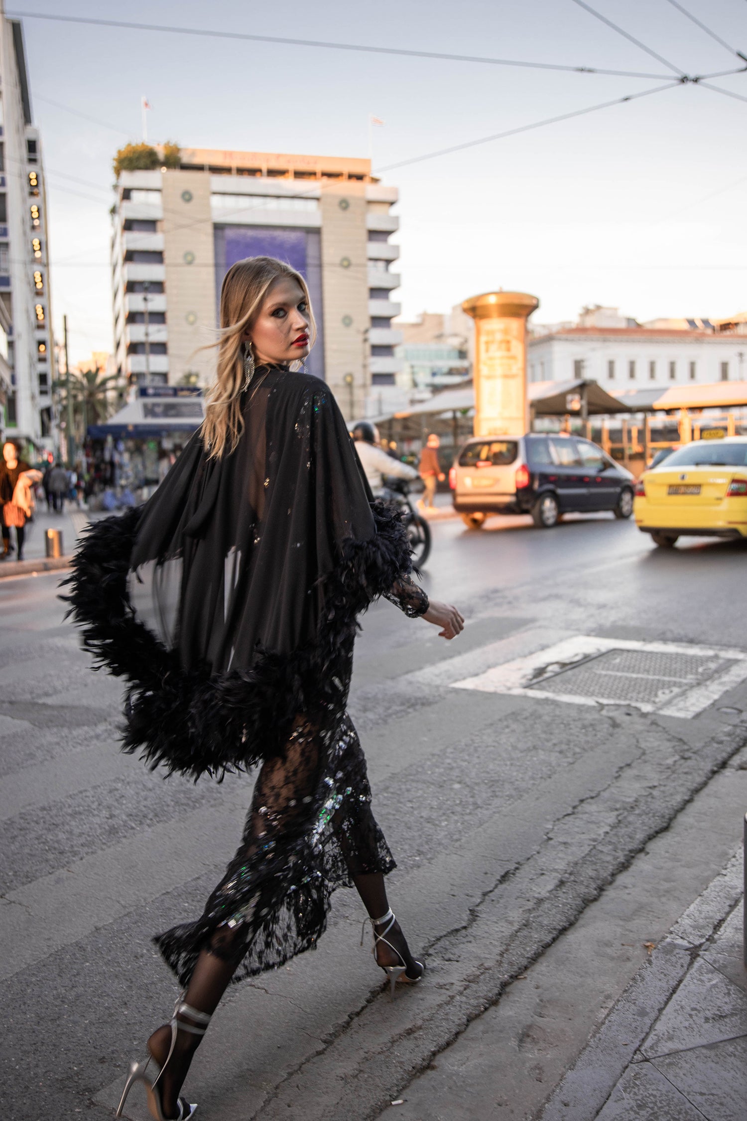 Black Feather Sheer Cape