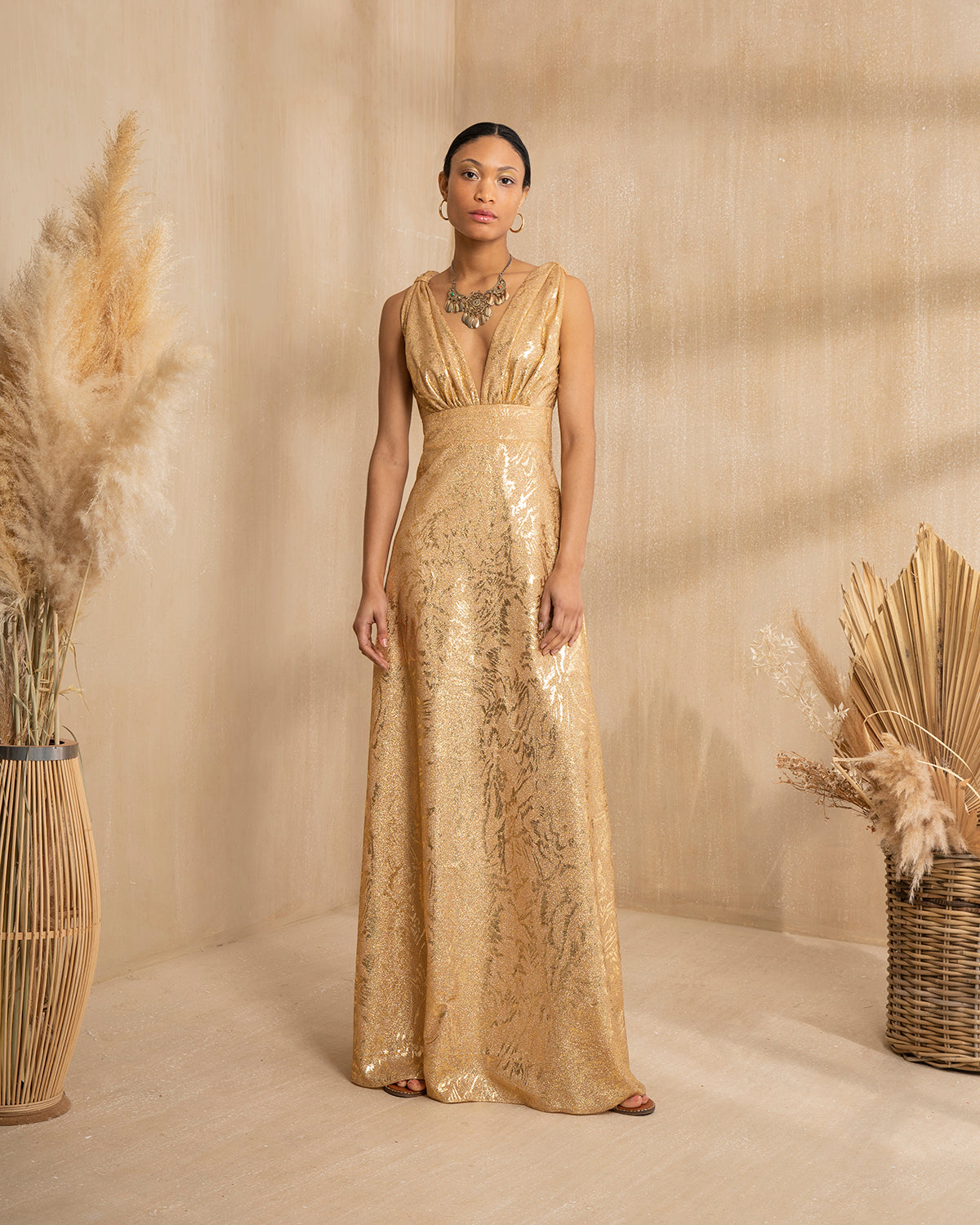 Chandelier Sequin Dress In Matte Gold – St Frock